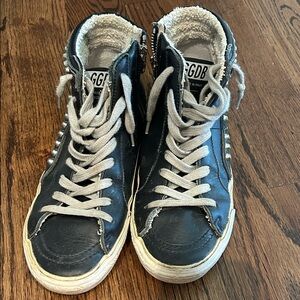 Golden Goose Black High-Top Sneakers with White Laces